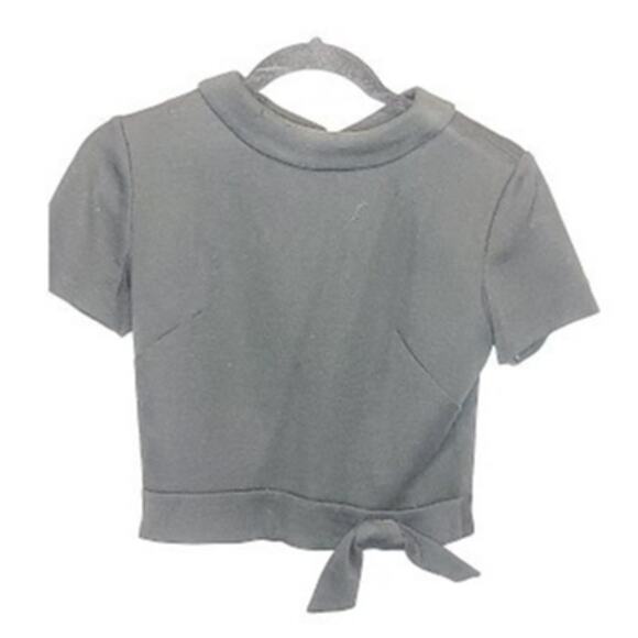 B. Altman & Co Fifth Ave NY Vintage Black Collared Crop Top Button Front Size S - Picture 1 of 6